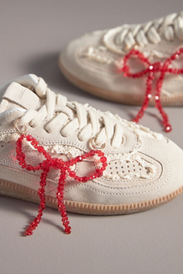 Anthropologie Pearl Bows Shoe Charm Set In Red