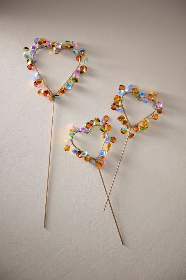 Iridescent Sequin Heart Stake #3