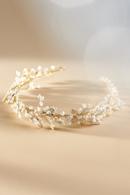 Twigs & Honey Enchanted Bead & Floral Headband In Gold
