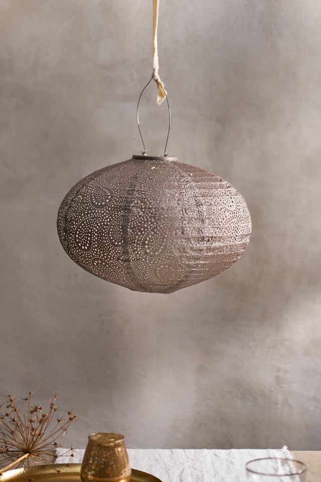 Lace Battery Lantern, Grey Oval #1