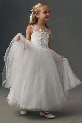 strapless open back dress Princess Daliana Halli Tiered Embroidered Flower Girl Dress. Size 2t