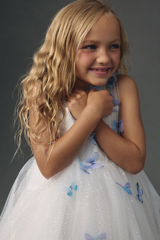 Princess Daliana Butterfly Tulle Flower Girl Dress #4
