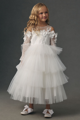 BHLDN PRINCESS DALIANA TIERED CORSET FLOWER GIRL DRESS 