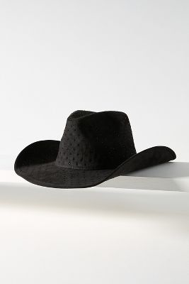 Shop By Anthropologie Sparkle Suede Rancher Hat In Black