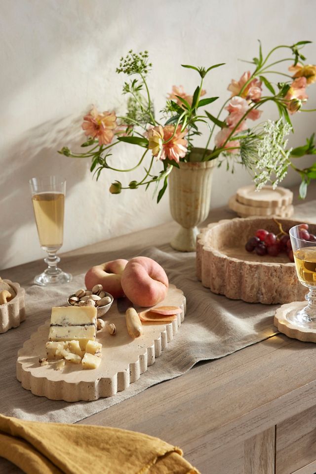 Scalloped Travertine Serving Board #1