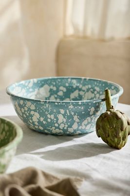 Speckled Enamel Serving Bowl, Blue