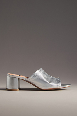 Bibi Lou Block-heel Mules In Silver