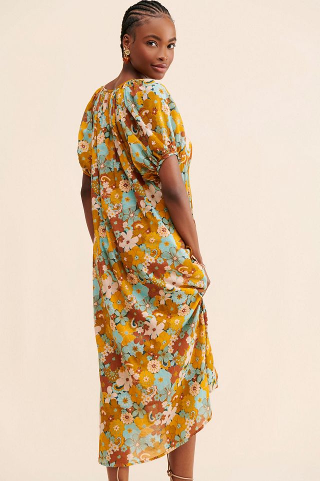 SUNDRY Retro Floral Midi Dress #1