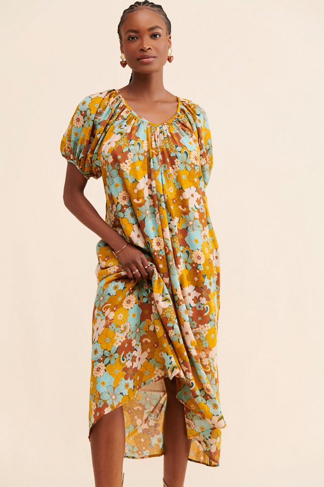 SUNDRY Retro Floral Midi Dress #3