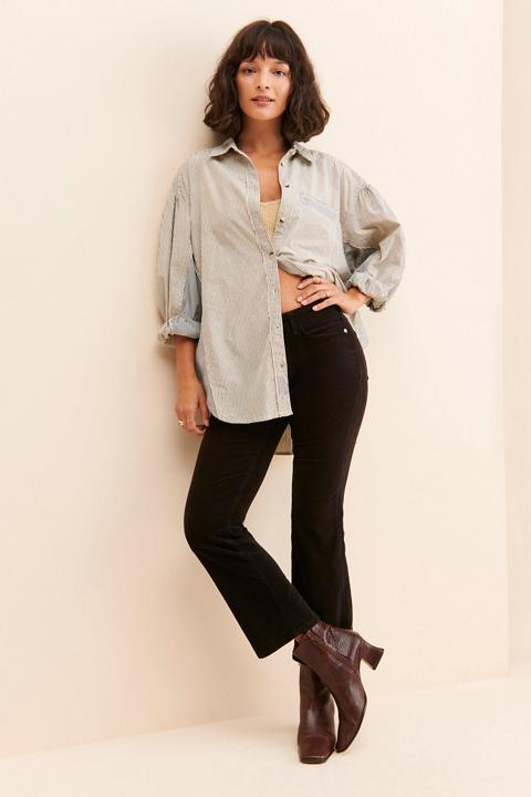 Pilcro Yaya Mid-Rise Crop Flare Corduroy Jeans