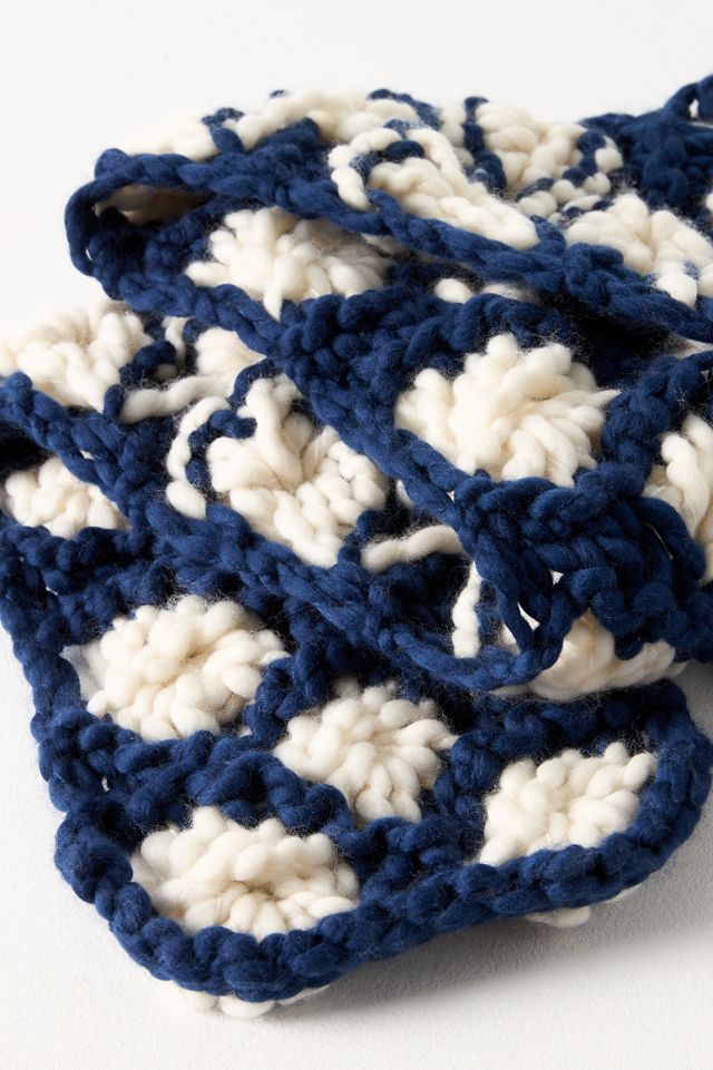 Loopy Mango Chunky Knit Square Scarf #1