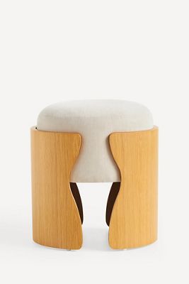 Lusso Velvet Oak Wood Stool