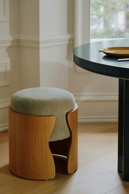 Lusso Velvet Oak Wood Stool