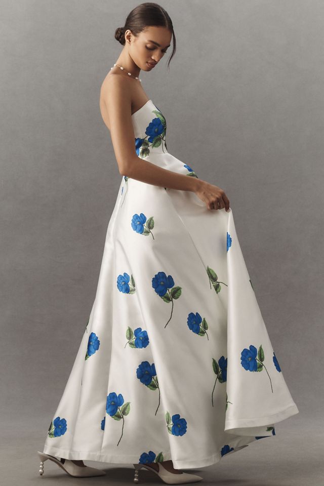 Aston Studio Audrey Strapless Floral Taffeta Maxi Dress #3
