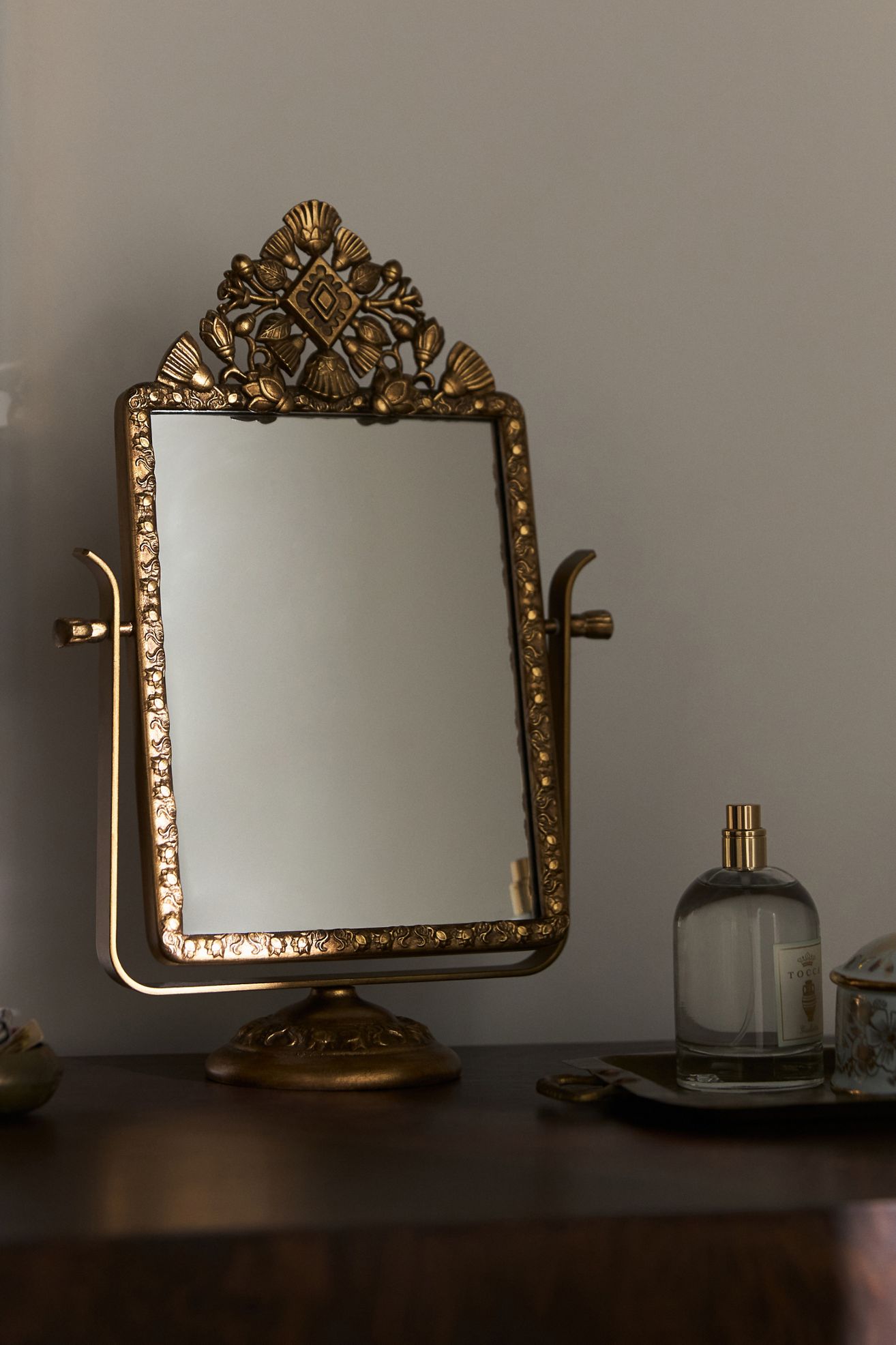 Coralie Embellished Petite Tabletop Vanity Mirror - Bronze, Standard, One Size