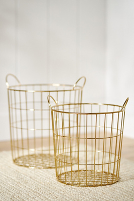 Anthropologie Morgan Wire Round Baskets, Set Of 2