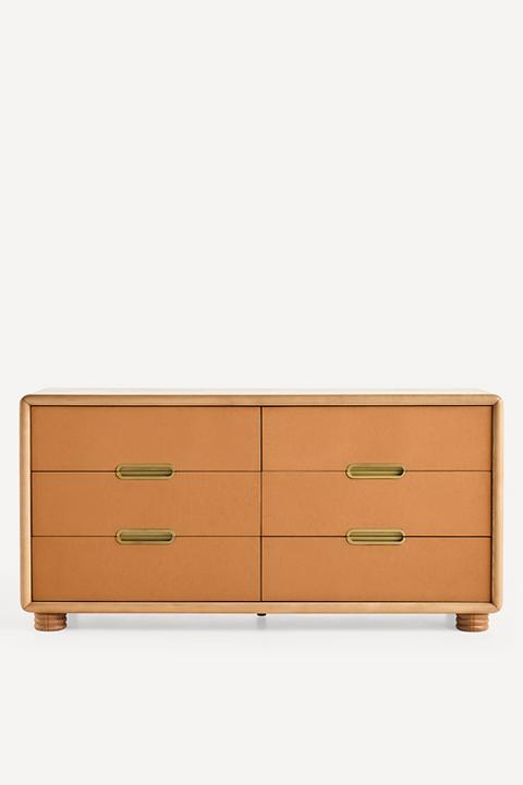 Monza Faux-Leather Six-Drawer Dresser