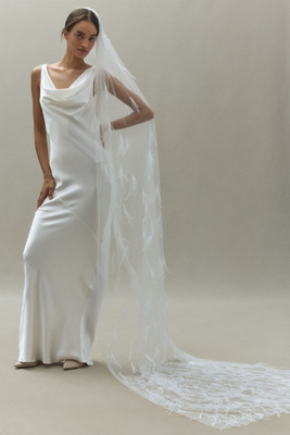A.B. ELLIE CHARLOTTE FEATHER CATHEDRAL VEIL 