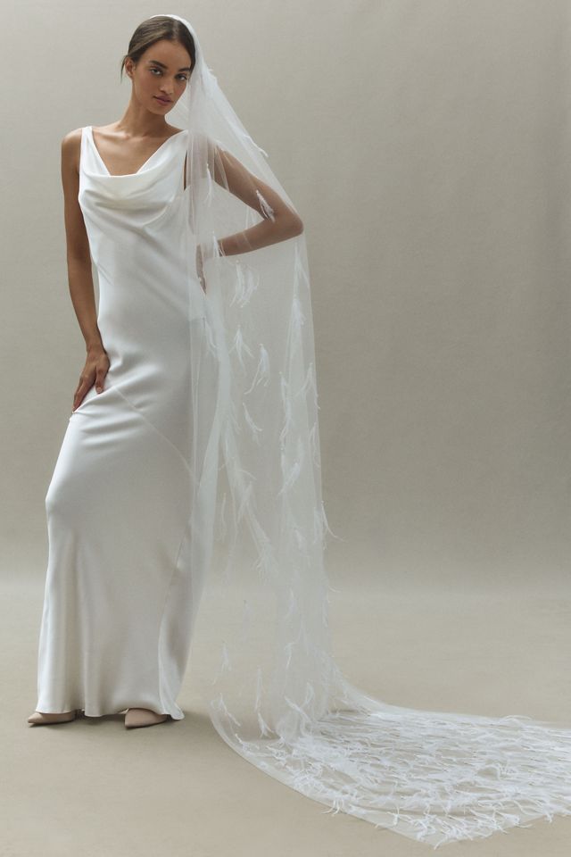 A.B. Ellie Charlotte Feather Cathedral Veil | Anthropologie display picture 2