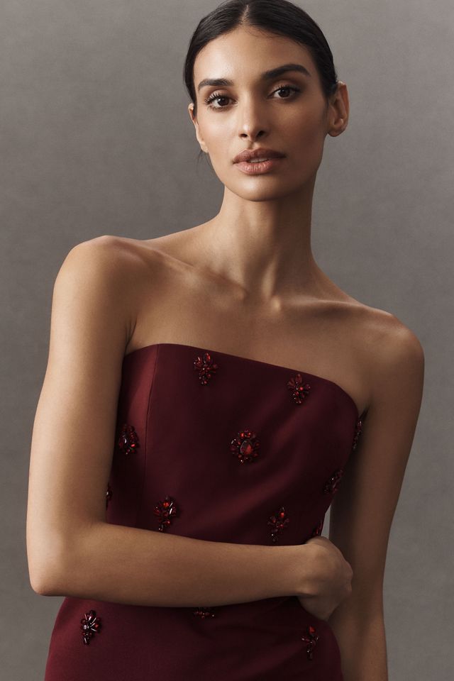 Sachin & Babi Strapless Embellished Faille Midi Dress #3