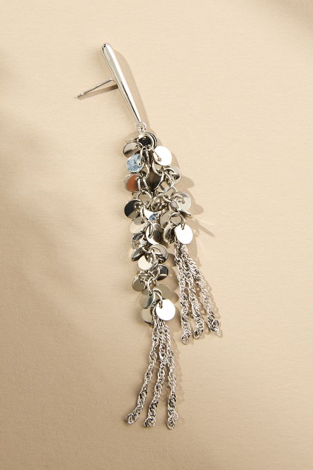 Boucles d'oreilles pendantes en maille métallique à paillettes #1