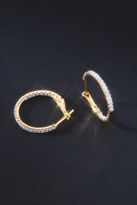 Fine Diamonds By Anthropologie Diamond Hoop Earrings In Gold