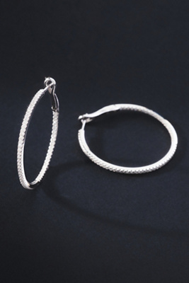 Fine Diamonds By Anthropologie Diamond Large Hoop Earrings In Silver