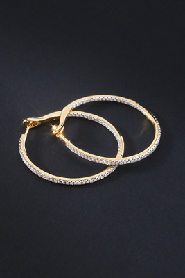 Fine Diamonds By Anthropologie Diamond Large Hoop Earrings In Gold