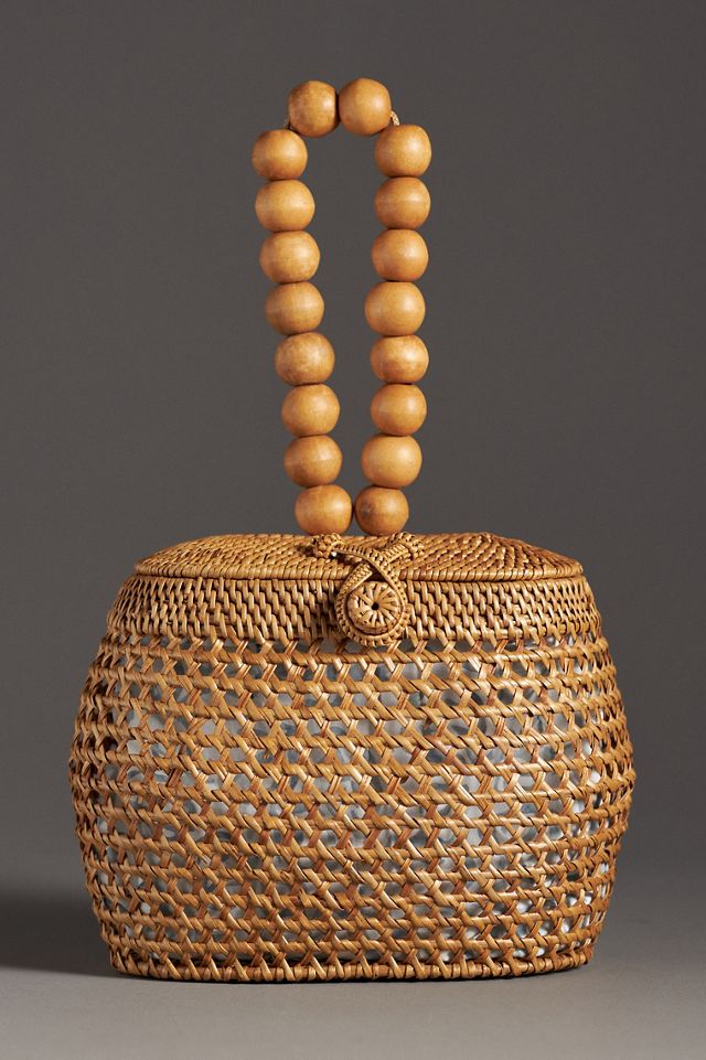 Rattan Beaded Bucket Bag