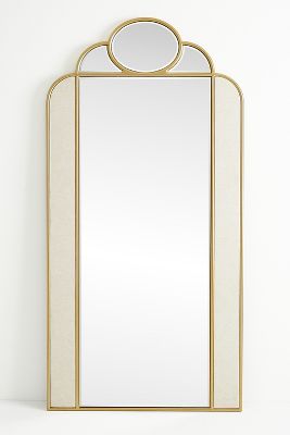 Anthropologie Gwenyth Beveled Fabric Floor Mirror In Gold