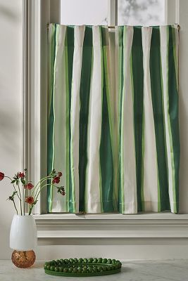 Sutton Rugby Stripe Woven Café Curtains, Set of 2