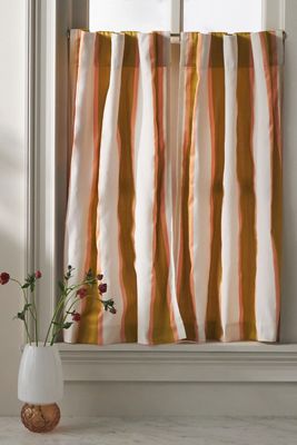 Woven Rugby Stripe Café Curtains, Set of 2