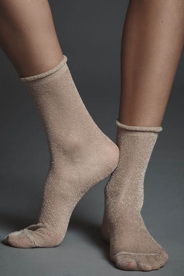 By Anthropologie Sheer Lurex Socks #1