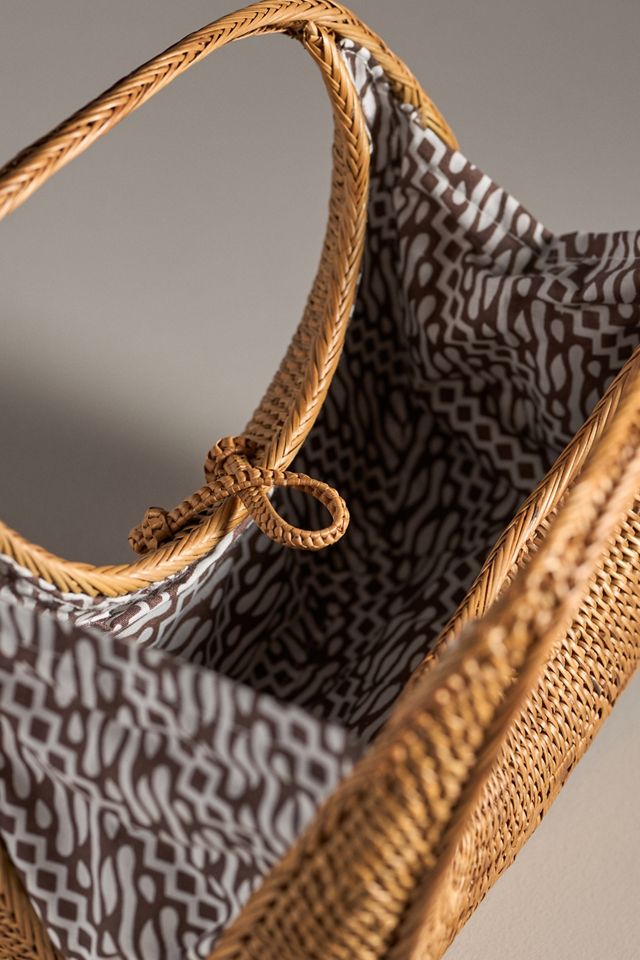 By Anthropologie Round Woven Rattan Bag #3
