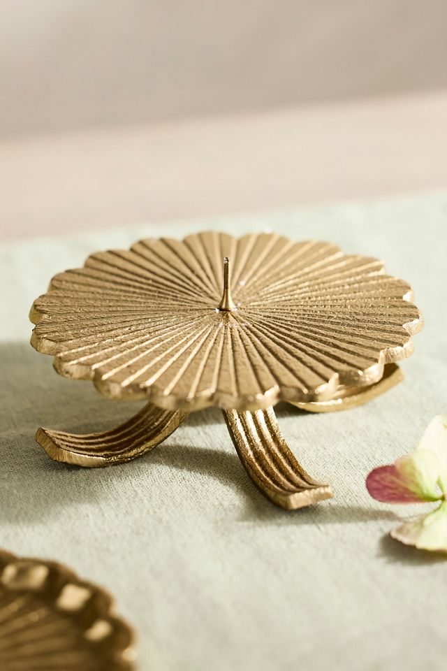 Fluted Metal Pillar Candle Holder #1