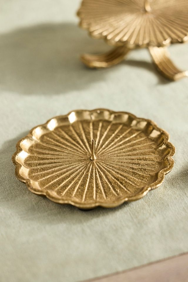 Fluted Metal Pillar Candle Holder #2