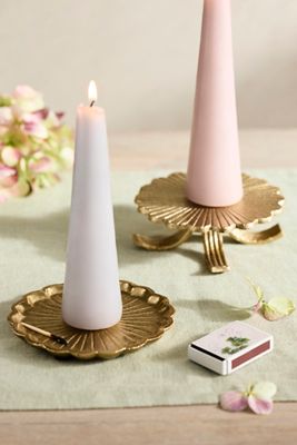 Fluted Metal Pillar Candle Holder