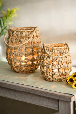 Woven Paper + Glass Lantern