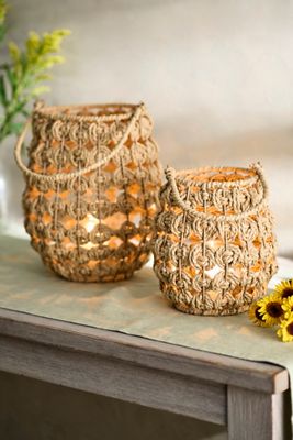 Woven Paper + Glass Lantern