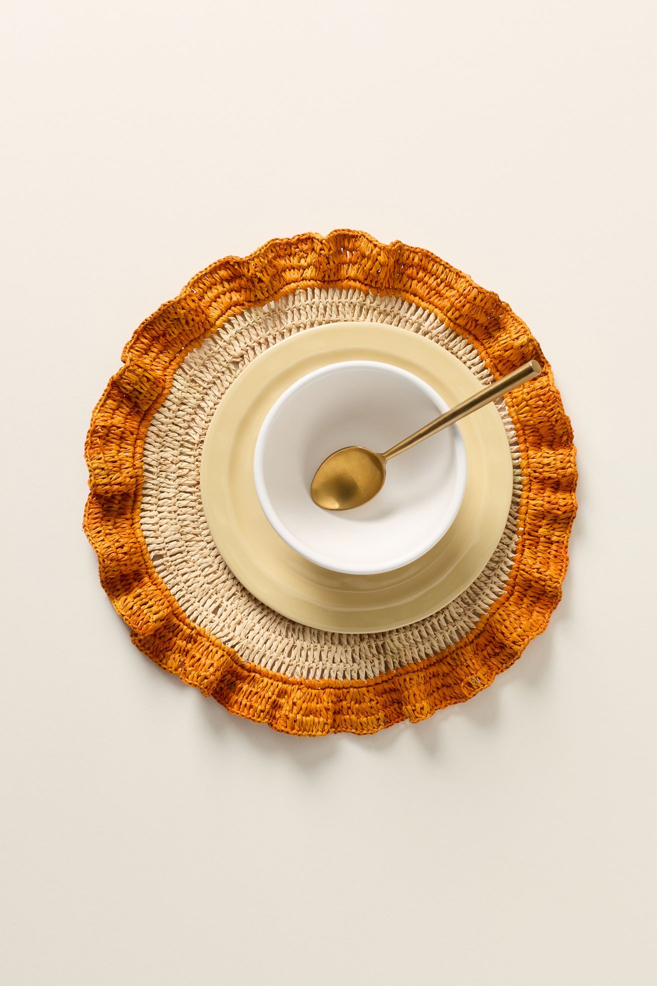 Handwoven Ruffle Placemat - Orange, Standard, One Size