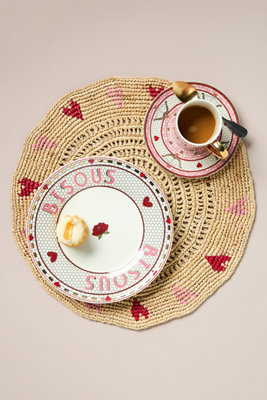 Anthropologie Handwoven Heart Placemat