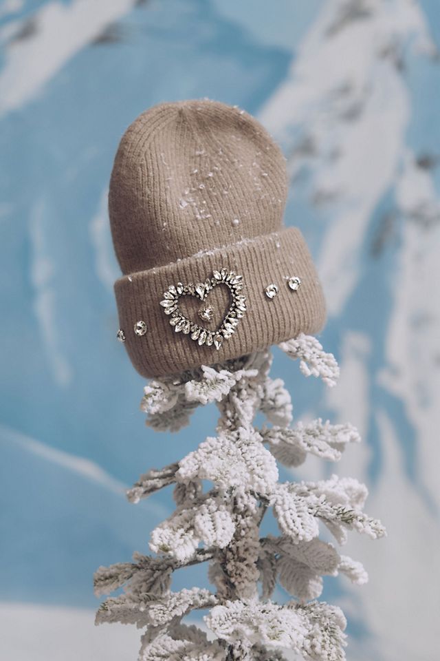 Anthropologie Embellished Cristal Knit  Beanie Teal Anthropologie Beanie Hats for Women for sale - eBay main image 3