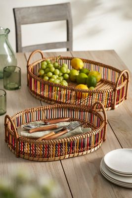 Colorful Bamboo Nesting Trays, Set of 2