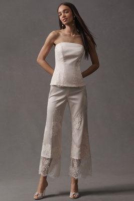 BHLDN LACE ANKLE FLARE PANTS 
