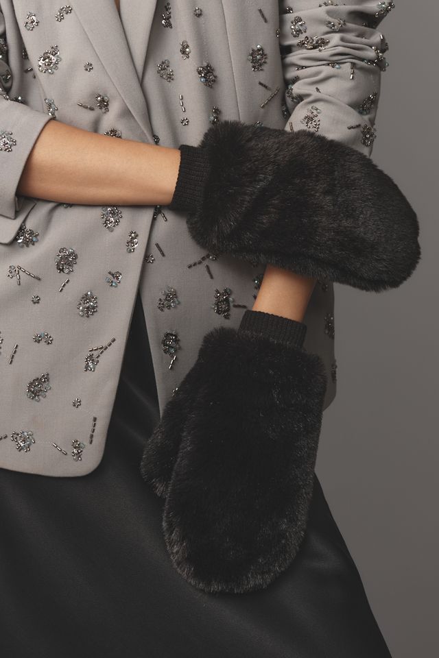 By Anthropologie Faux-Fur Mittens #1