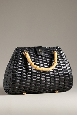 Frances Valentine Wicker Basket Bag In Black