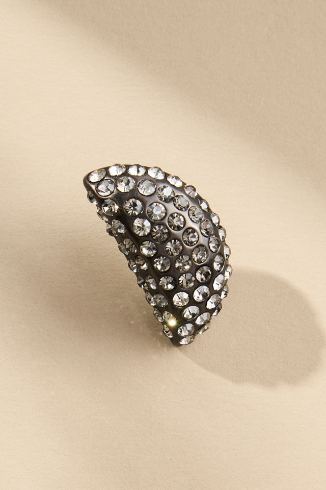 Crystal Half Moon Post Earrings #4