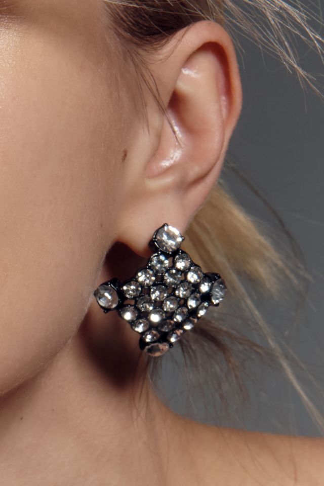 Crystal Square Post Earrings #1