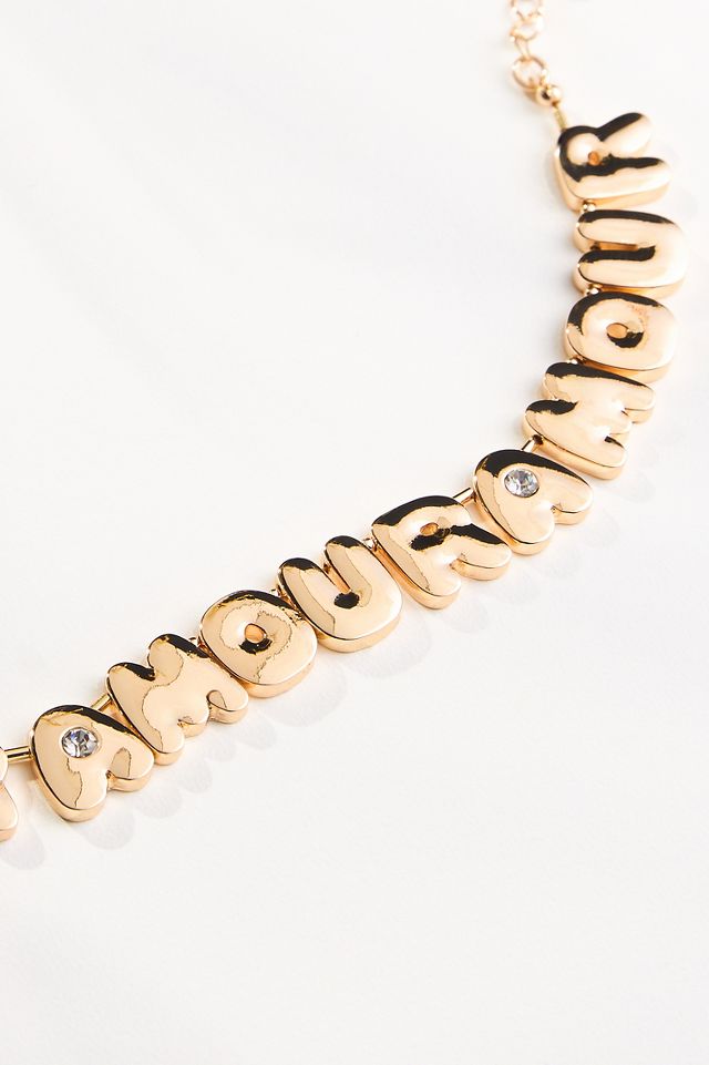 Bubble Letter Text Necklace