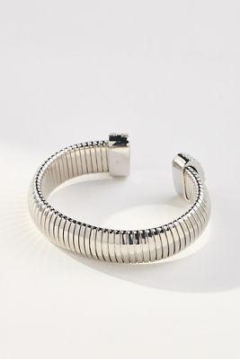 Shop By Anthropologie Pavé Ribbed Cuff Bracelet In Silver